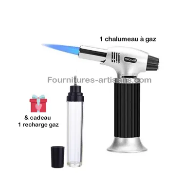 MASTRAD - Chalumeau de Cuisine Professionnel - Utilisation Simple - Rechargeable Au Gaz - Capacité 36 ml – Qualité professionnelle avec socle amovible, Gris