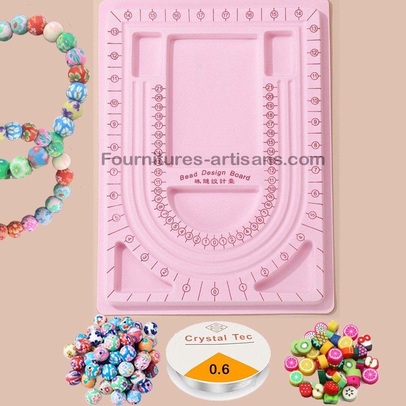 Kit bracelet fil élastique et perles en verre rose - Kit bracelet