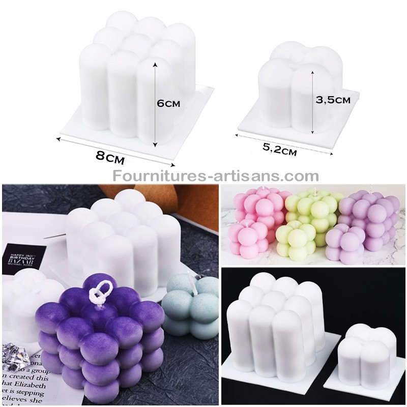 Moules en silicone boules forme de cube savon fait à la main cire