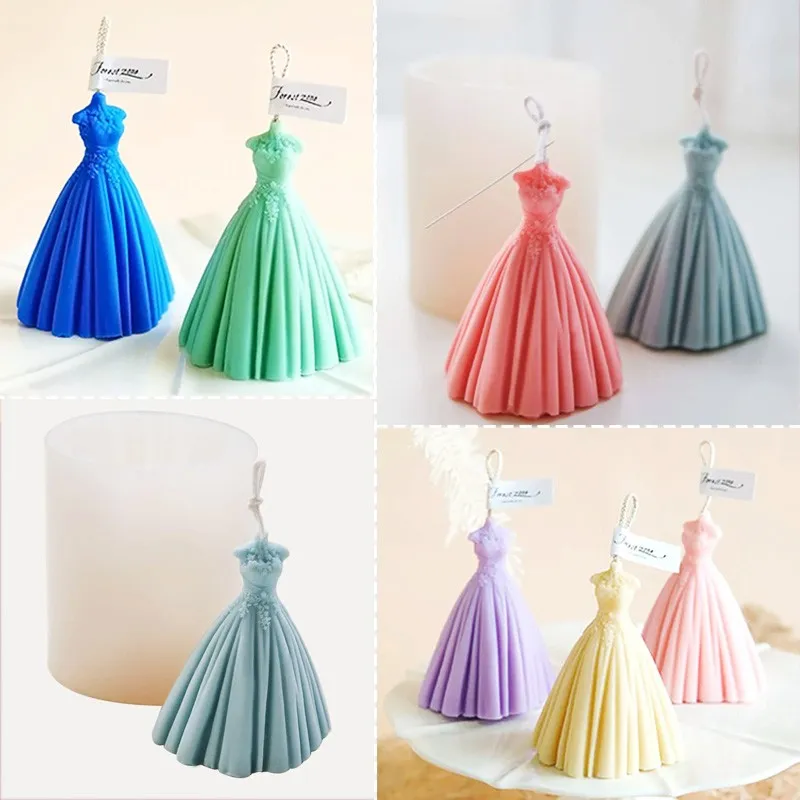 Moule à Bougie Silicone Robe De Mariée 3D - Pour Création Bougies DIY Aromathérapie - Silicone Souple Et Réutilisable - 3